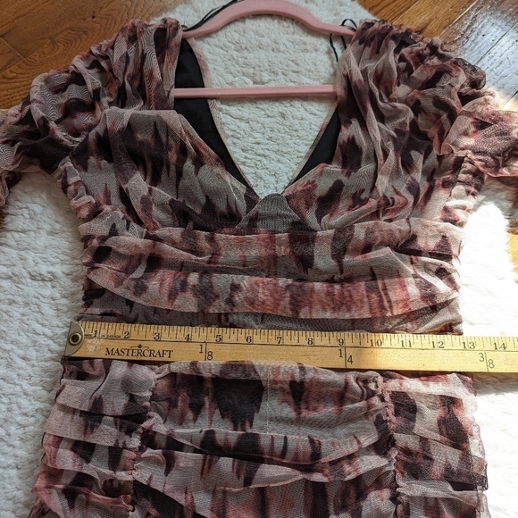 ZARA ruched printed mini dress Large - Picture 11 of 16